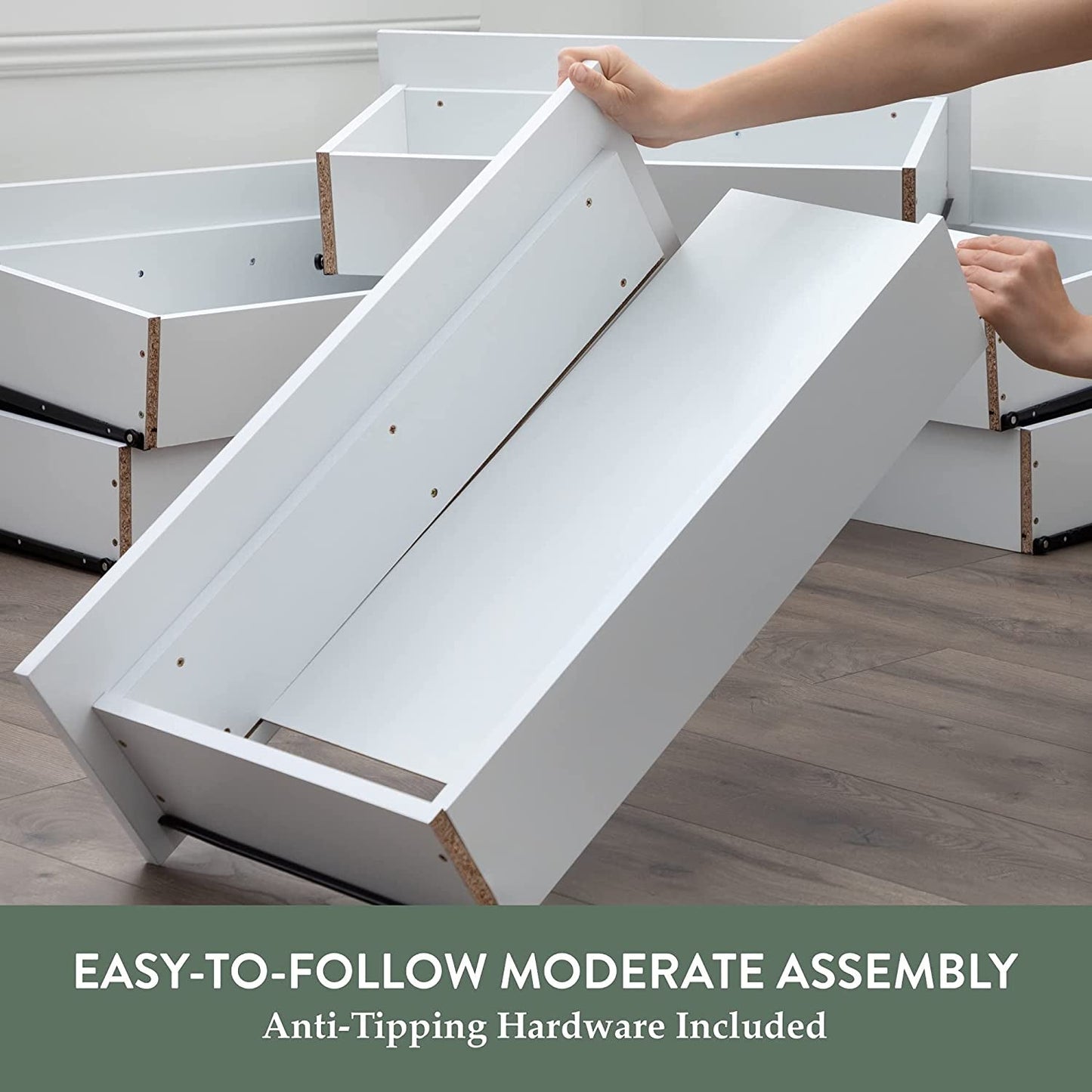 Black Modern Four Drawer Dresser Storage Chest For Bedroom