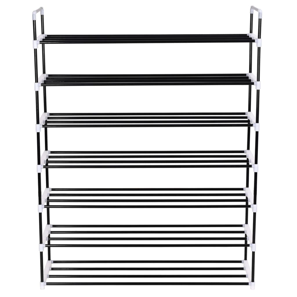 vidaXL 1/4/7x Shoe Rack with 7 Shelves Metal and Plastic Black Storage Stand